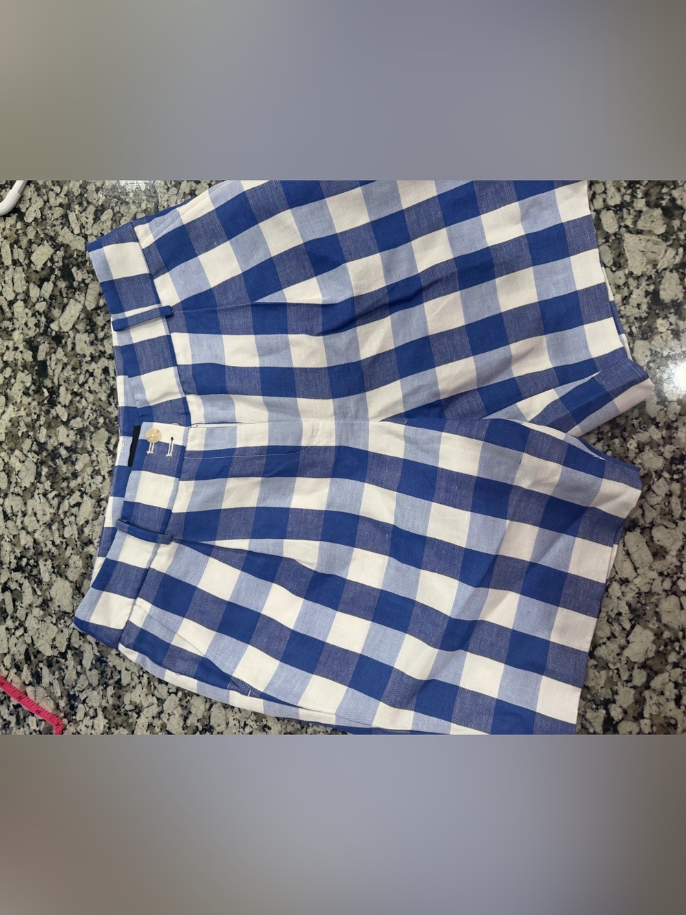 Talbot’s Blue and White Gingham Tencel Linen Bermuda Shorts - Size 10p